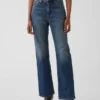 Jeans slim droit court taille haute style années 90