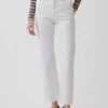 Jeans slim droit court taille haute style années 90