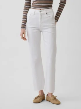 Jeans slim droit court taille haute style années 90