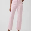 Jeans slim droit court taille haute style années 90