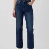 Jeans slim droit court taille haute style années 90