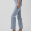 Jeans slim droit court taille haute style années 90