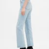 Jeans slim droit court taille haute style années 90