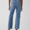 Jeans slim droit court taille haute style années 90