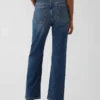 Jeans slim droit court taille haute style années 90