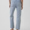 Jeans slim droit court taille haute style années 90