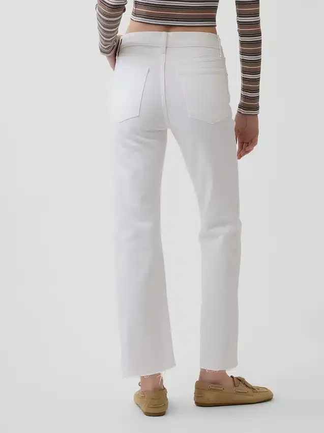 Jeans slim droit court taille haute style années 90