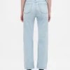 Jeans slim droit court taille haute style années 90