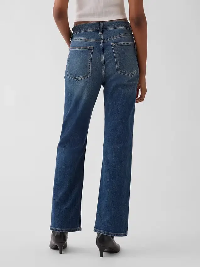 Jeans slim droit court taille haute style années 90