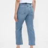 Jeans slim droit court taille haute style années 90