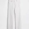 Jeans slim droit court taille haute style années 90