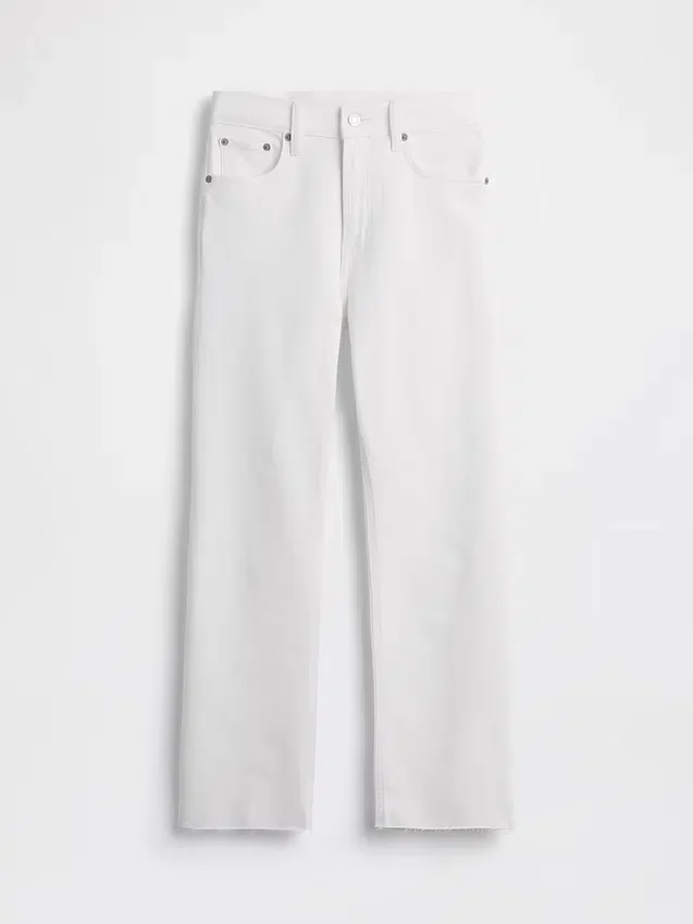 Jeans slim droit court taille haute style années 90