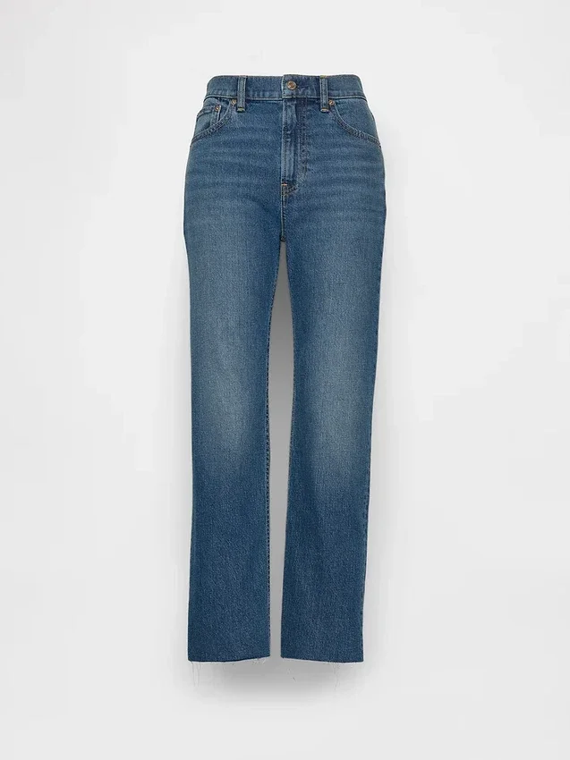Jeans slim droit court taille haute style années 90