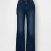 Jeans slim droit court taille haute style années 90