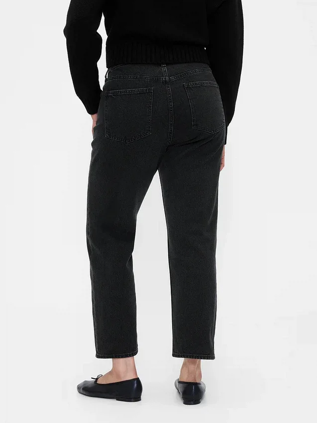 Jeans slim droit court taille haute style années 90