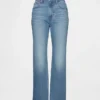 Jeans slim droit court taille haute style années 90
