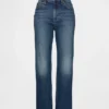 Jeans slim droit court taille haute style années 90
