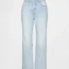 Jeans slim droit court taille haute style années 90