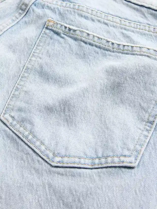 Jeans slim droit court taille haute style années 90