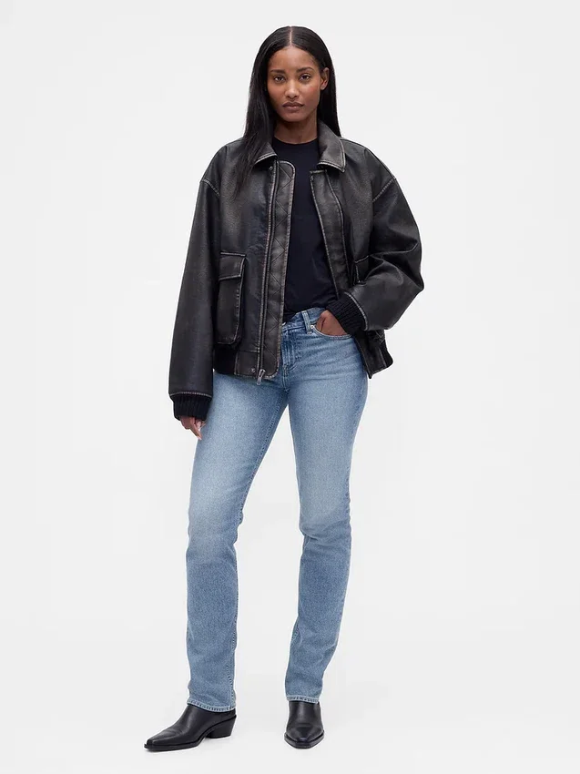 Jeans slim droit taille basse « années 90 » pour silhouettes rondes