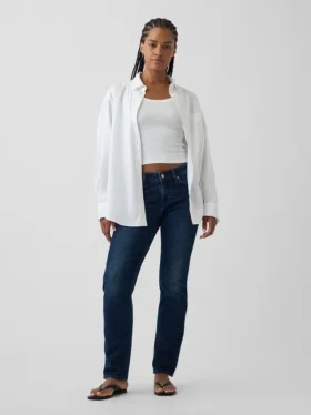 Jeans slim droit taille basse « années 90 » pour silhouettes rondes