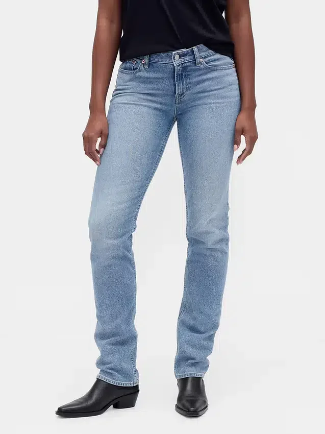 Jeans slim droit taille basse « années 90 » pour silhouettes rondes
