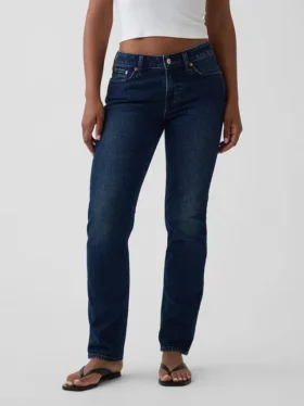 Jeans slim droit taille basse « années 90 » pour silhouettes rondes