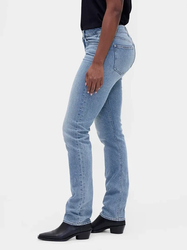 Jeans slim droit taille basse « années 90 » pour silhouettes rondes