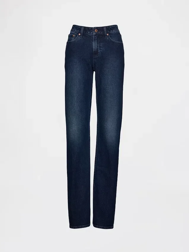 Jeans slim droit taille basse « années 90 » pour silhouettes rondes