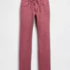 Jeans slim droit taille basse à lacets style années 90