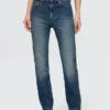 Jeans slim droit taille haute avec ceinture, style années 90