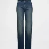 Jeans slim droit taille haute avec ceinture, style années 90