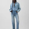 Jeans slim droit taille haute à coutures torsadées, style années 90