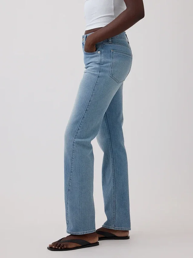 Jeans slim droit taille haute à coutures torsadées, style années 90