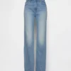 Jeans slim droit taille haute à coutures torsadées, style années 90