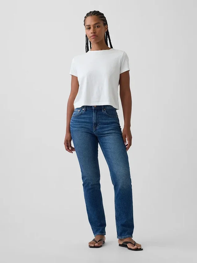 Jeans slim droit taille haute « Curvy » style années 90