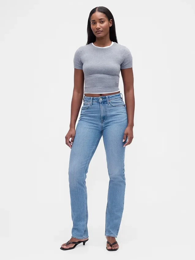 Jeans slim droit taille haute « Curvy » style années 90