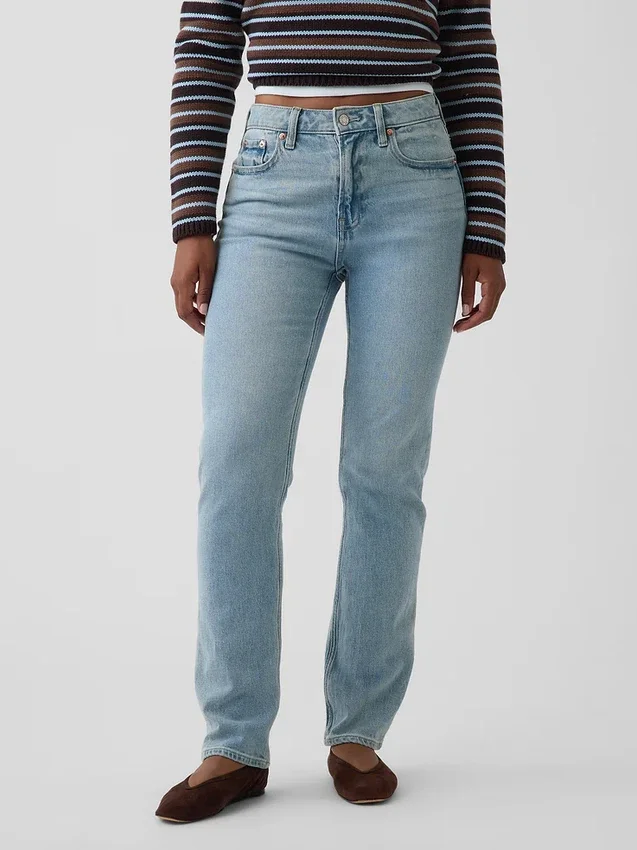 Jeans slim droit taille haute « Curvy » style années 90