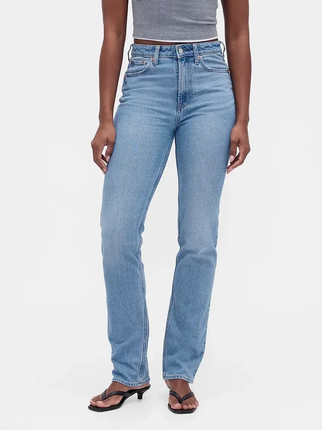 Jeans slim droit taille haute « Curvy » style années 90