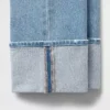 Jeans slim droit taille haute à revers style années 90