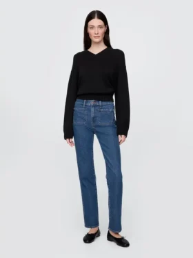 Jeans slim droit taille haute style années 90