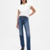 Jeans slim droit taille haute style années 90