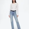 Jeans slim droit taille haute style années 90