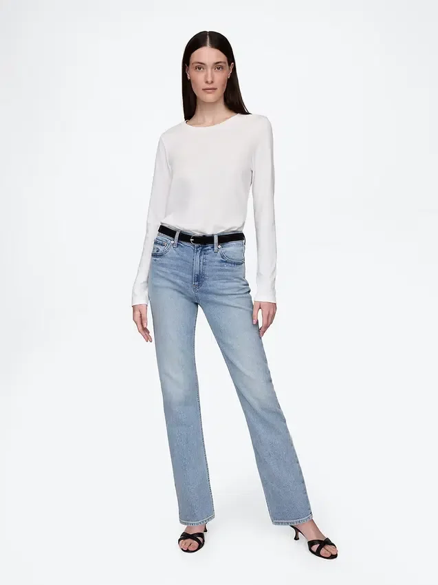 Jeans slim droit taille haute style années 90