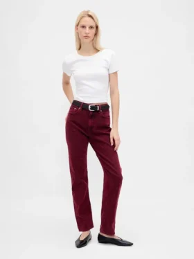 Jeans slim droit taille haute style années 90