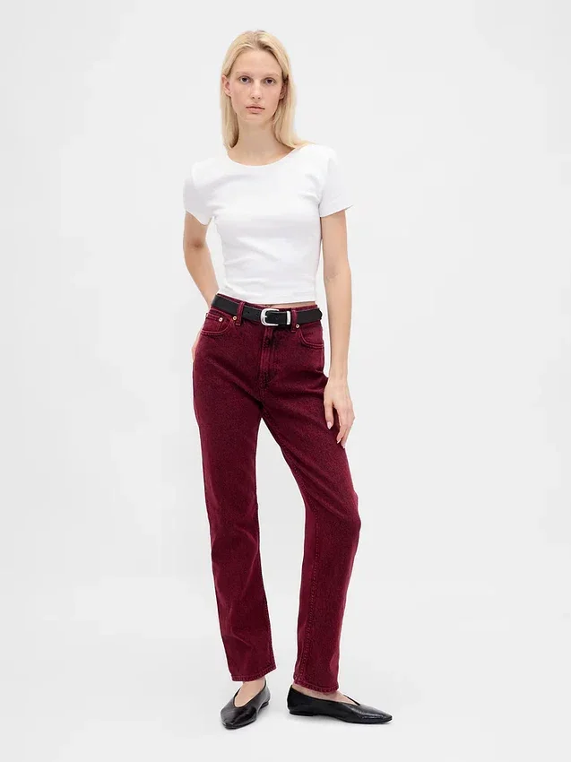 Jeans slim droit taille haute style années 90