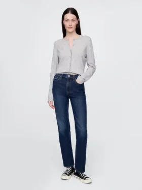 Jeans slim droit taille haute style années 90