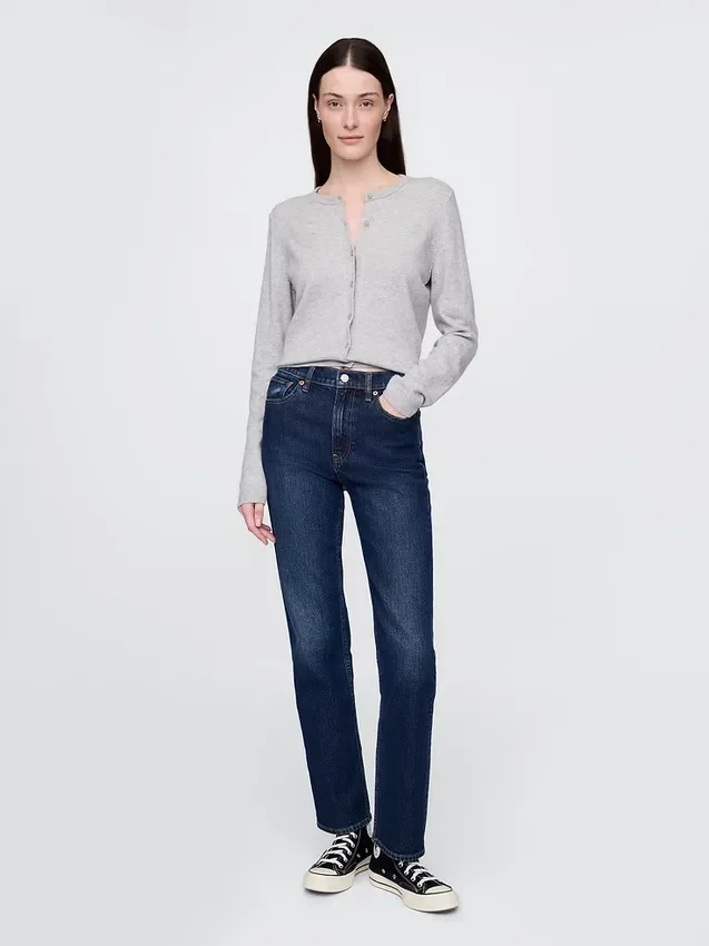 Jeans slim droit taille haute style années 90
