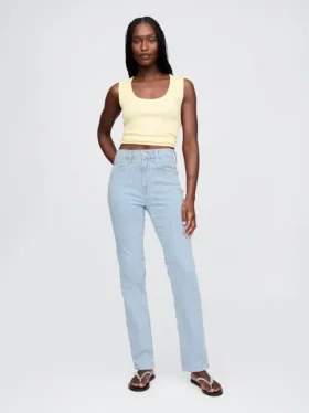 Jeans slim droit taille haute style années 90