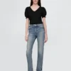 Jeans slim droit taille haute style années 90
